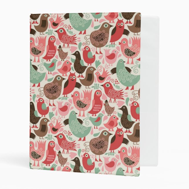 background with cute birds mini binder (Front/Inside)