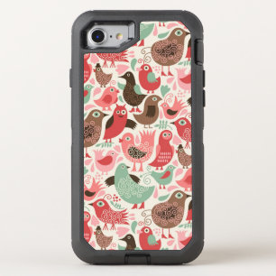 background with cute birds OtterBox defender iPhone SE/8/7 case