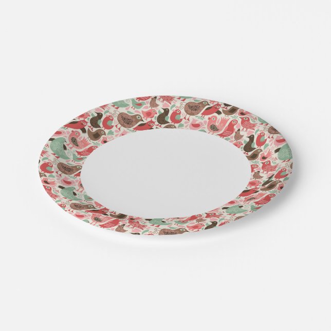 background with cute birds paper plates (Angled)