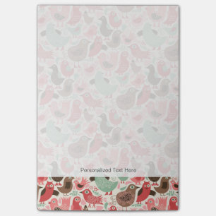 background with cute birds post-it notes