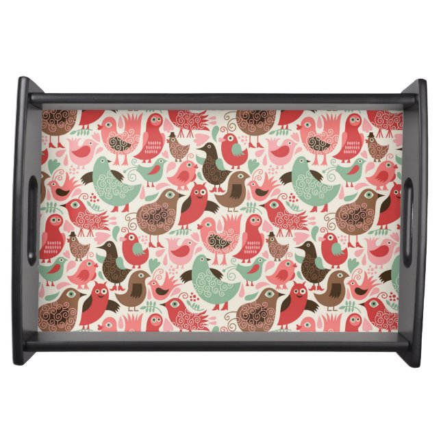 background with cute birds serving tray (Front)