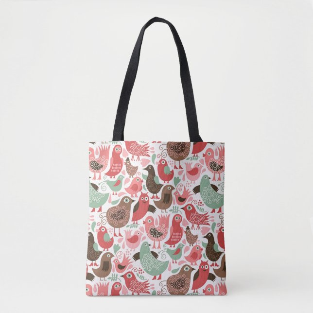 background with cute birds tote bag (Front)
