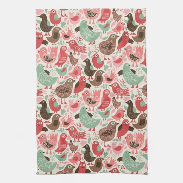 background with cute birds towel (Vertical)
