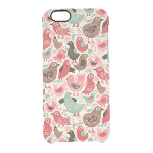 background with cute birds clear iPhone 6/6S case
