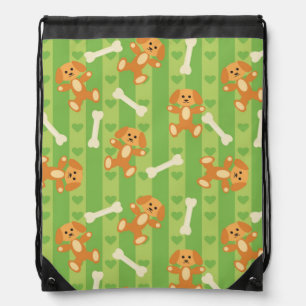 background with dogs and bones drawstring bag