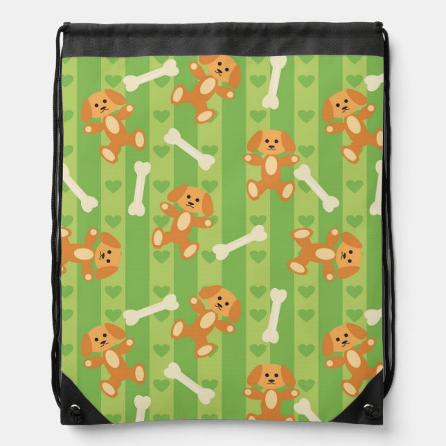 background with dogs and bones drawstring bag (Front)