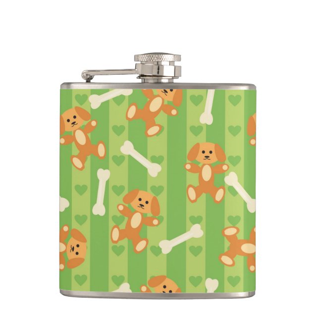 background with dogs and bones flask (Front)