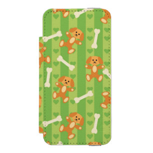 background with dogs and bones wallet case for iPhone SE/5/5s