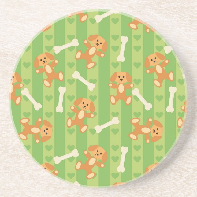 background with dogs and bones sandstone coaster (Front)