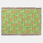 background with dogs and bones throw blanket