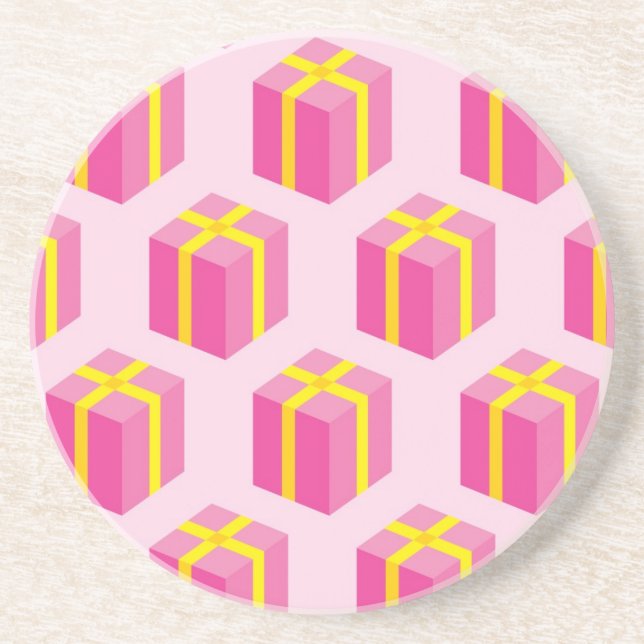 Background with gifts drink coaster (Front)