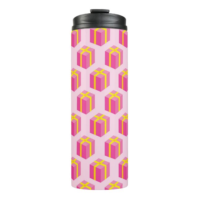 Background with gifts thermal tumbler (Front)