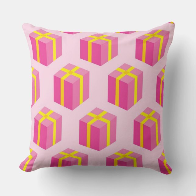 Background with gifts throw pillow (Front)