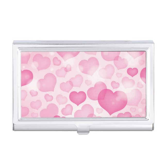 Background with Hearts Business Card Case (Front)