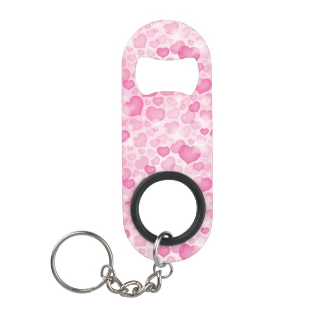 Background with Hearts Keychain Bottle Opener (Front)