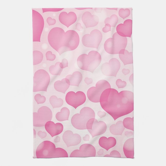 Background with Hearts Kitchen Towel (Vertical)