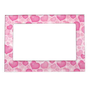 Background with Hearts Magnetic Photo Frame