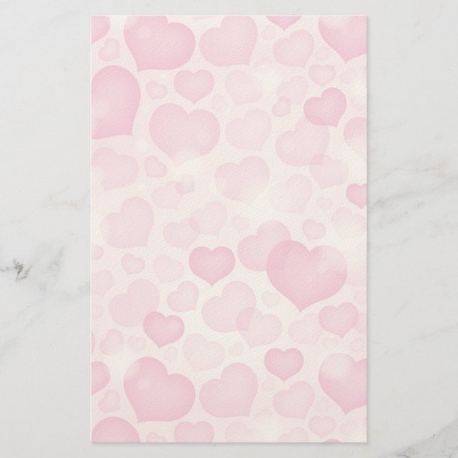 Background with Hearts Stationery (Front)