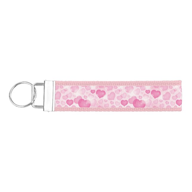 Background with Hearts Wrist Keychain (Keys on Left)