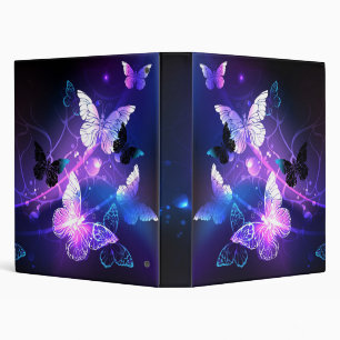 Background with Night Butterflies 3 Ring Binder