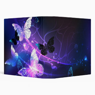 Background with Night Butterflies 3 Ring Binder