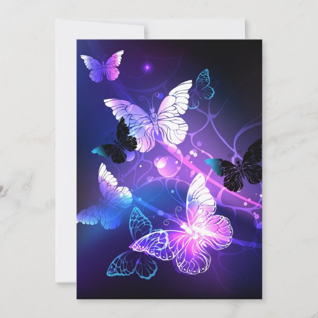 Background with Night Butterflies Announcement (Front)