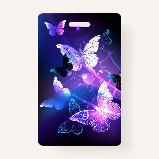 Background with Night Butterflies Badge (Front)