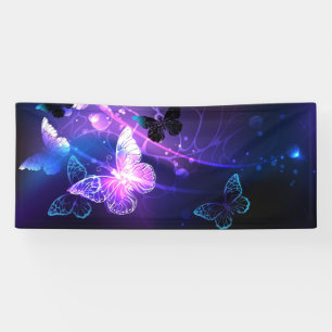 Background with Night Butterflies Banner