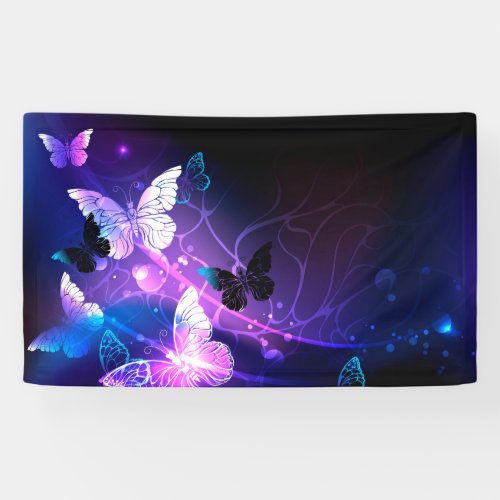 Background with Night Butterflies Banner
