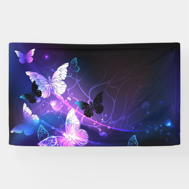 Background with Night Butterflies Banner (Horizontal)