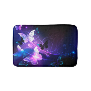 Background with Night Butterflies Bath Mat