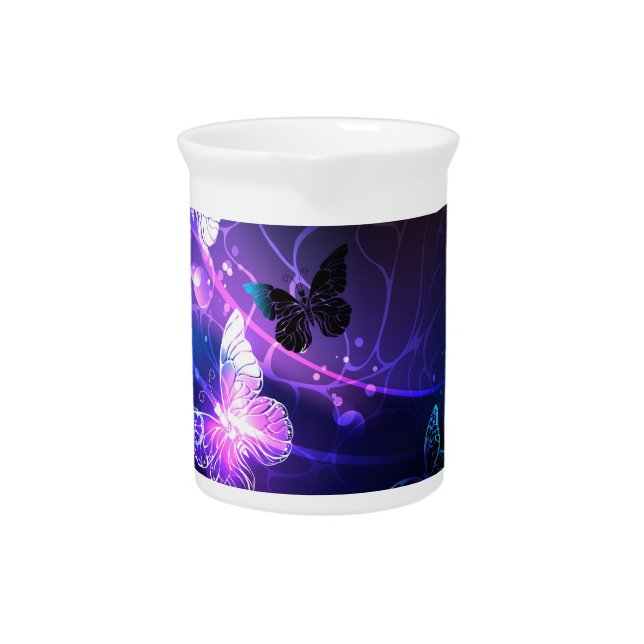 Background with Night Butterflies Beverage Pitcher (Front)