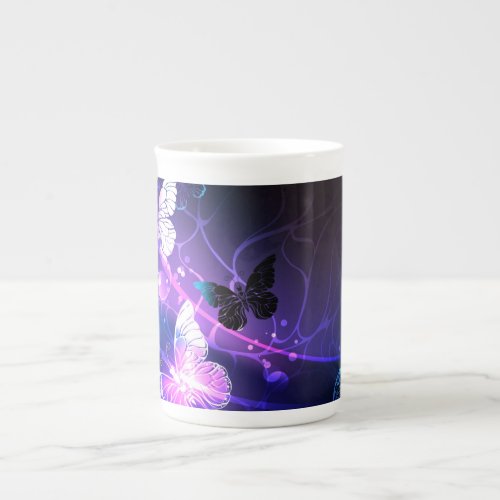 Background with Night Butterflies Bone China Mug