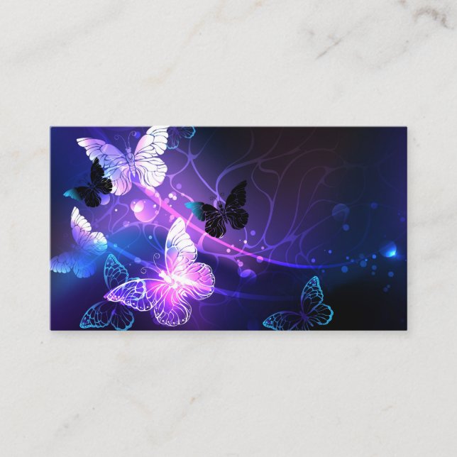 Background with Night Butterflies Business Card (Front)