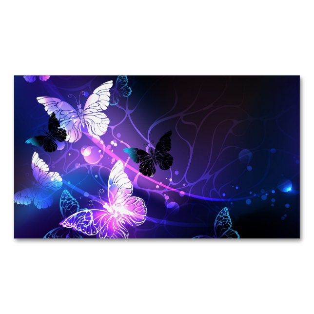 Background with Night Butterflies Business Card Magnet (Front)