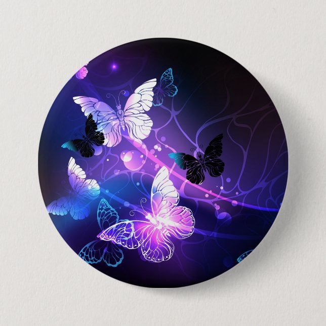 Background with Night Butterflies Button (Front)