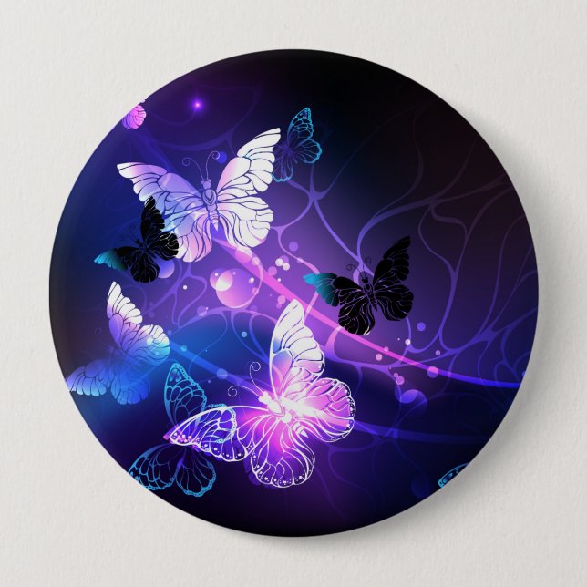 Background with Night Butterflies Button (Front)