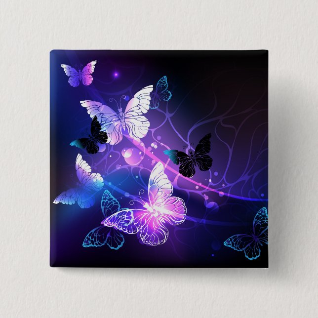 Background with Night Butterflies Button (Front)