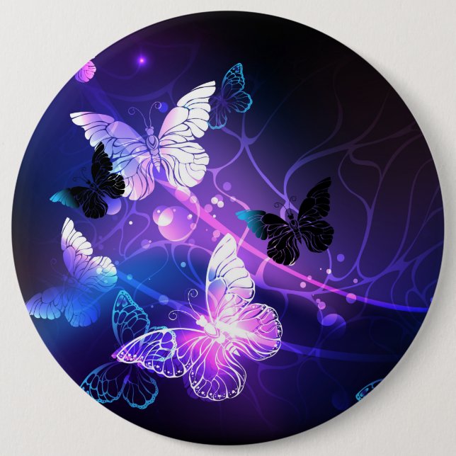 Background with Night Butterflies Button (Front)