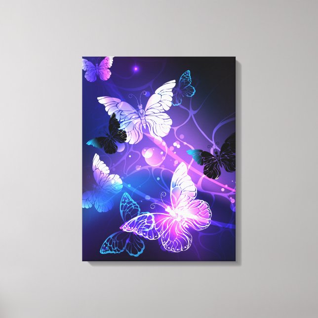 Background with Night Butterflies Canvas Print (Front)
