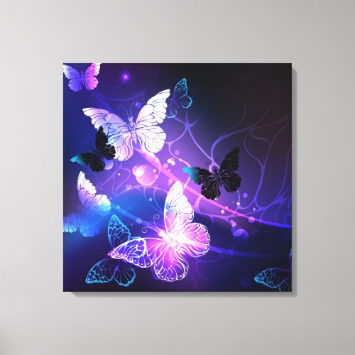 Background with Night Butterflies Canvas Print