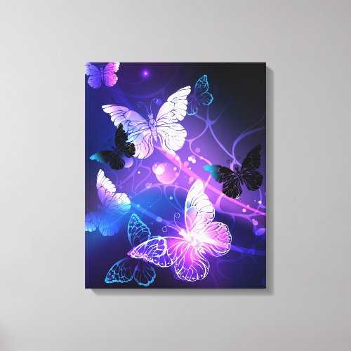 Background with Night Butterflies Canvas Print