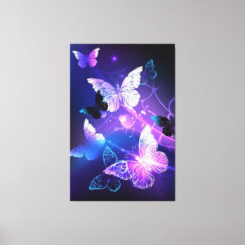 Background with Night Butterflies Canvas Print