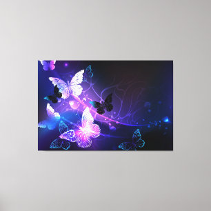 Background with Night Butterflies Canvas Print