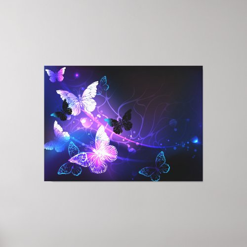 Background with Night Butterflies Canvas Print