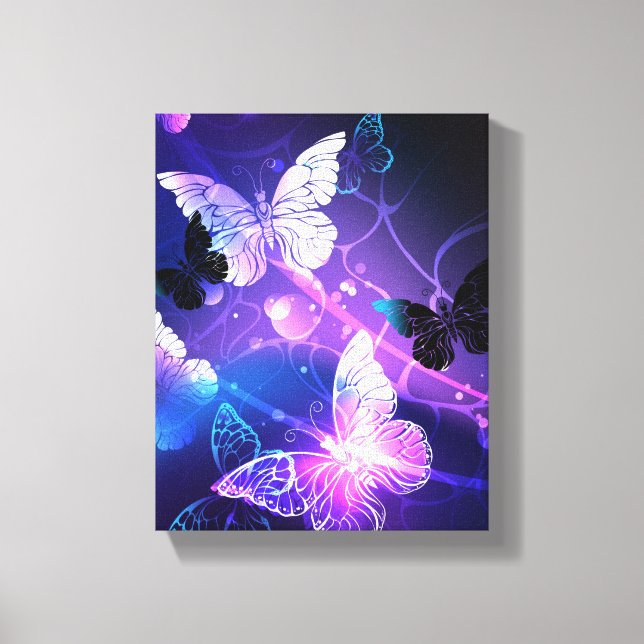 Background with Night Butterflies Canvas Print (Front)