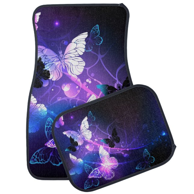 Background with Night Butterflies Car Floor Mat (Set)