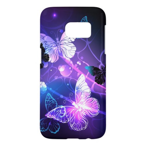 Background with Night Butterflies Samsung Galaxy S7 Case