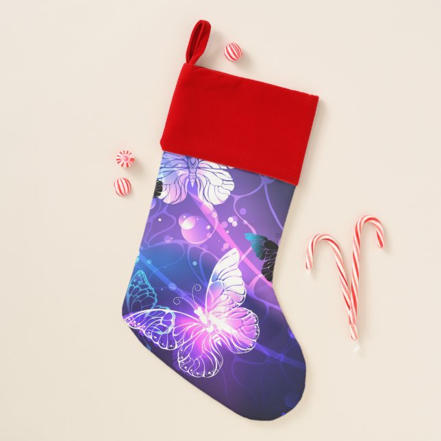 Background with Night Butterflies Christmas Stocking (Front)