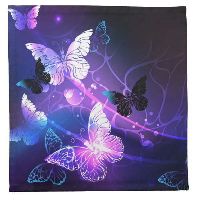Background with Night Butterflies Cloth Napkin (Front)